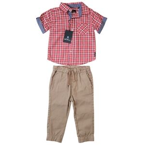 NWT Ben Sherman 2-Piece Set Plaid Button Up Shirt & Pants Boys Size 18M